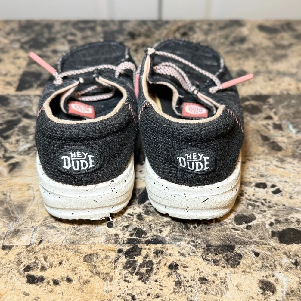 Hey Dude Wendy Toddler Jersey Black White Pink Slip On Shoes Size K8